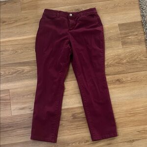Christopher and Banks Signature Slimming Burgundy Straight-Leg Pants 6 Petite